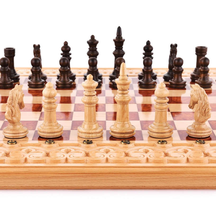 Шахматы + нарды резные "Гелиодор" большие, 60 купить в Москве