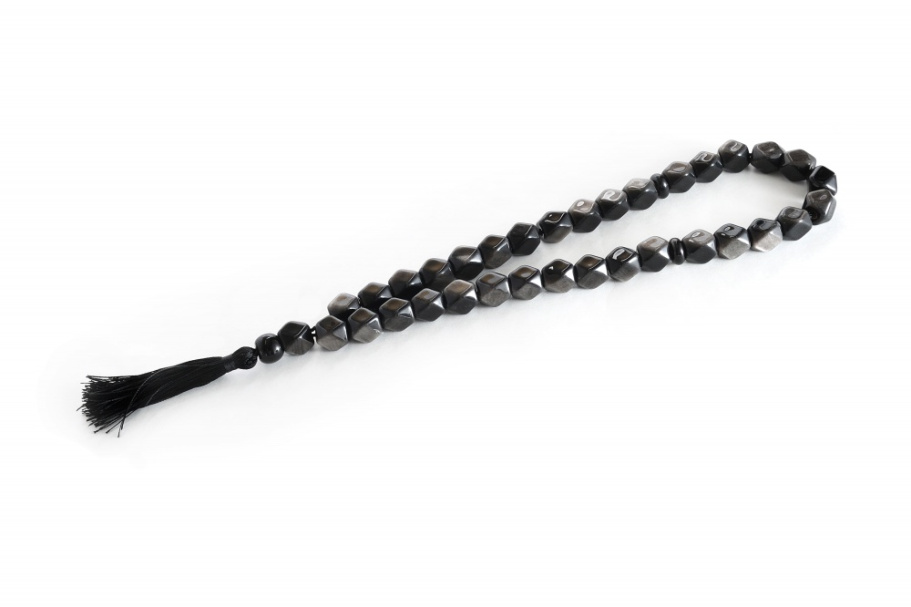 Четки граненые "Удача" черный камень с лунным оттенком, Давыдов С.