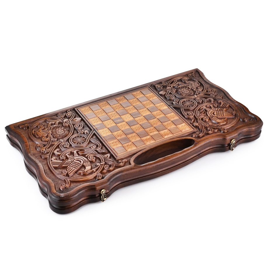 Нарды резные  "Герб России 3"  большие 60, Harutyunyan купить в Москве