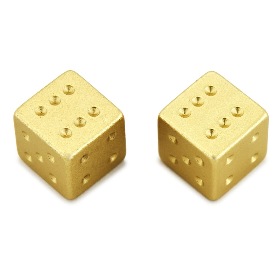 Кости игральные "Премиум" металл, золотой, 15 мм (2 шт.) Кости игральные "Премиум" металл, золотой, 15 мм (2 шт.)
