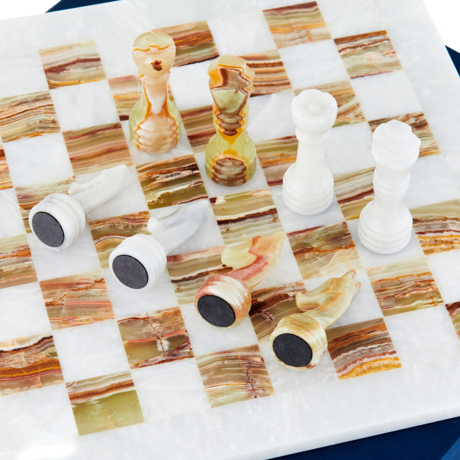 Шахматы каменные "Карфаген" мрамор и оникс 30 купить в Москве