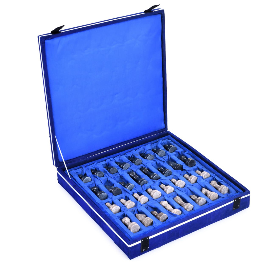 Шахматы из камня "Карфаген" серый и черный мрамор 40 купить в Москве