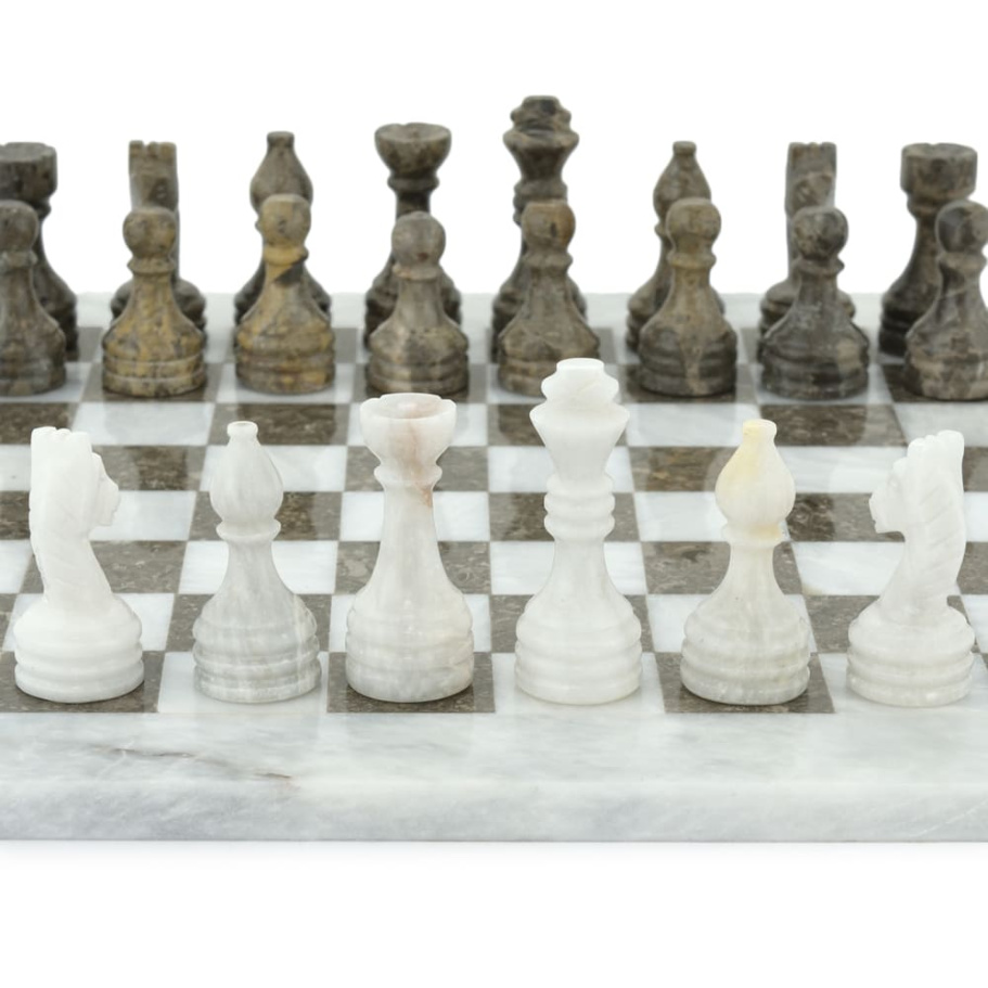Шахматы из камня "Финикия" серый мрамор 30 купить в Москве