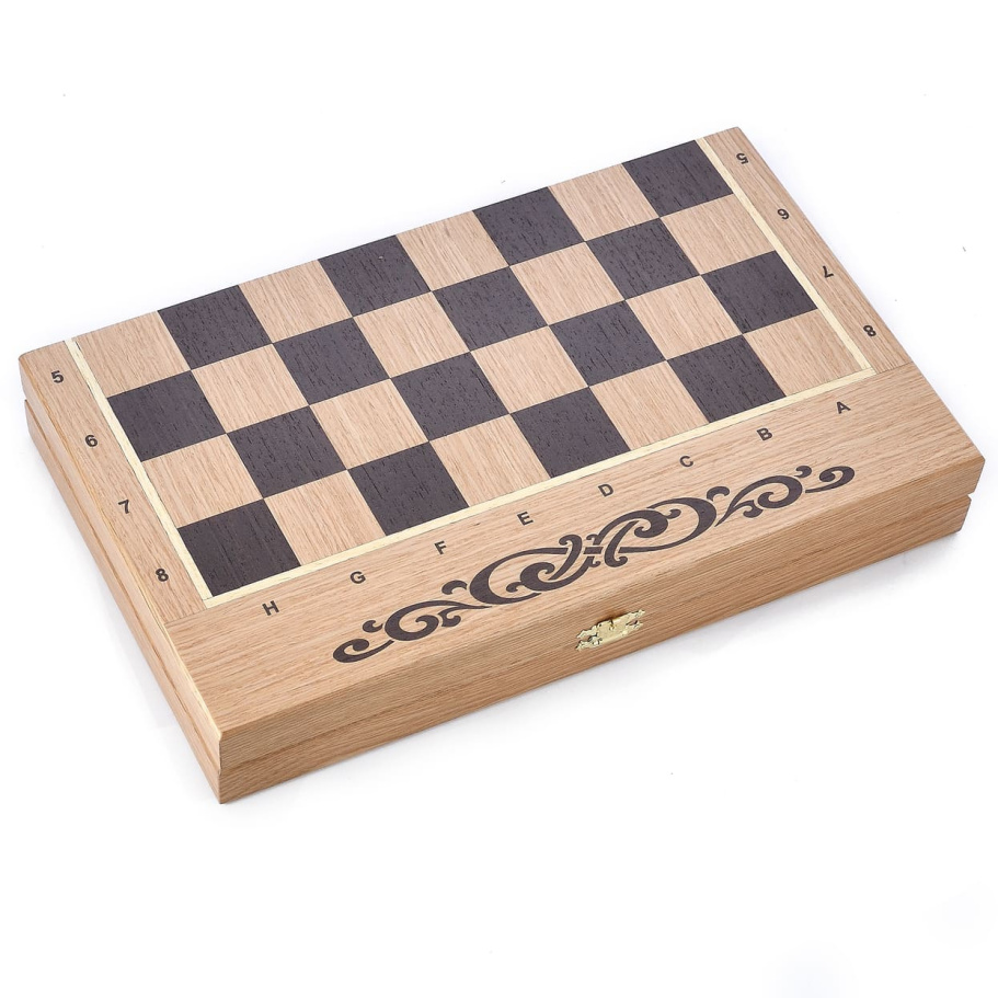 Шахматы + нарды резные "Блокер" дуб, WoodGames купить в Москве