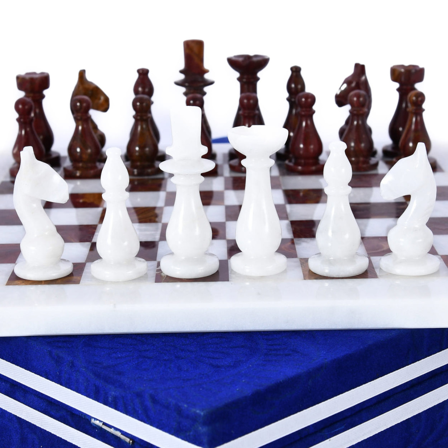 Шахматы каменные "Грация" мрамор и яшма 30 купить в Москве