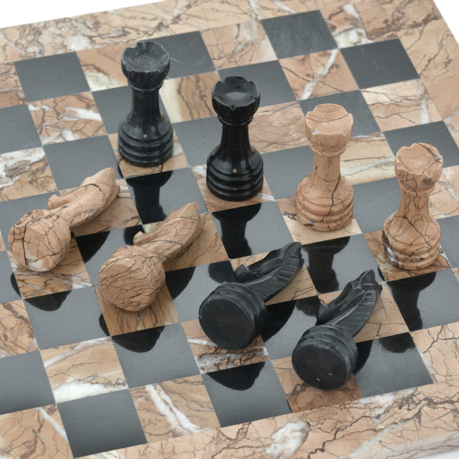 Шахматы из камня "Византия" розовый мрамор 30 купить в Москве Шахматы из камня "Византия" розовый мрамор 30 купить в Москве