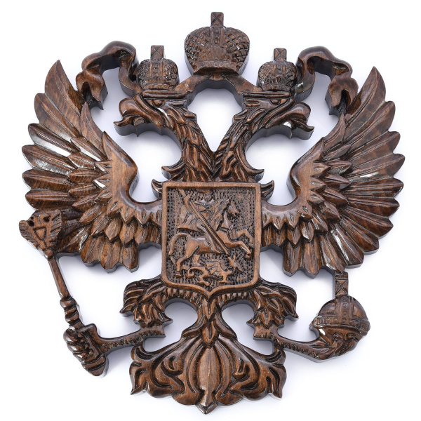 Панно настенное резное "Герб России" из дерева