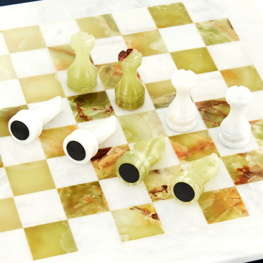 Шахматы каменные "Карфаген" мрамор и оникс 40 купить в Москве