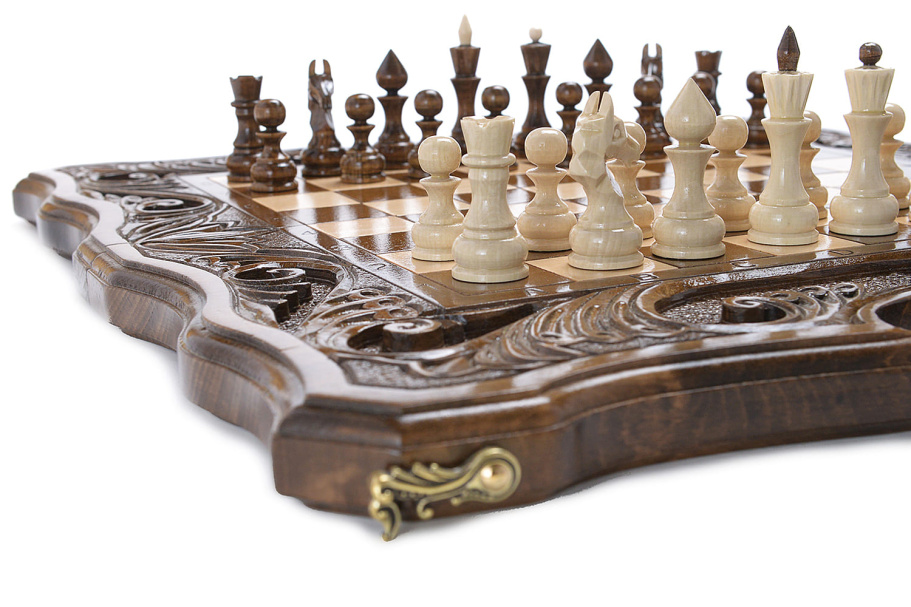 Шахматы + нарды резные "Фетис"  40, Harutyunyan купить в Москве