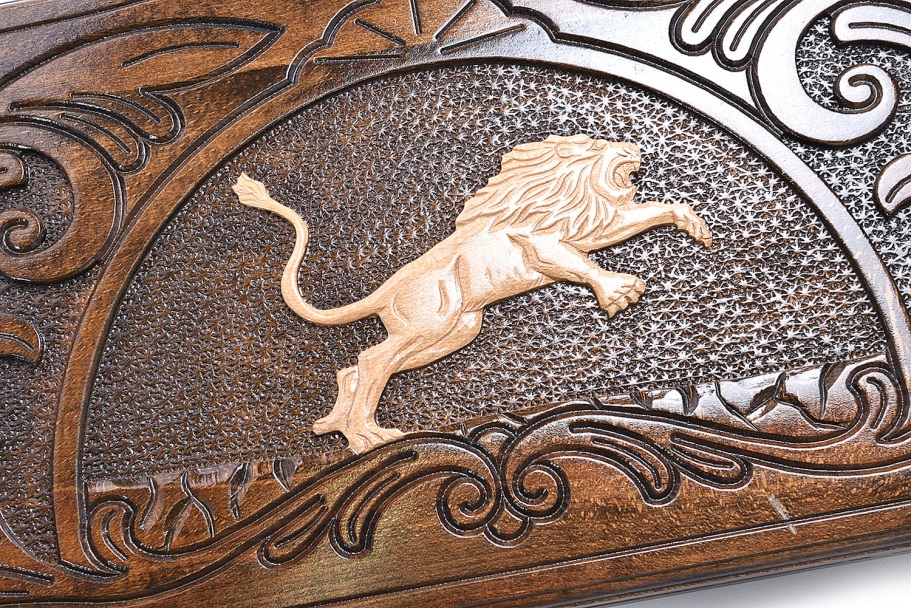 Нарды резные "Лев на охоте" большие 60, Osipov купить в Москве