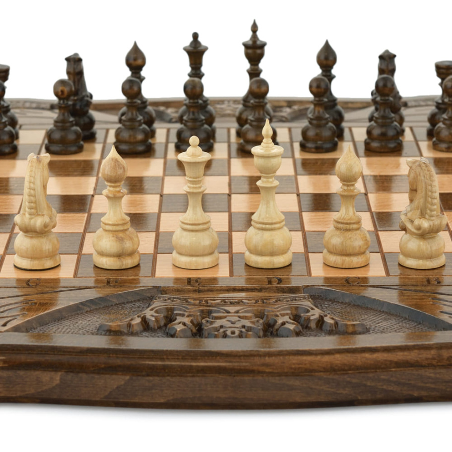 Шахматы + нарды резные "Корона" 50, Harutyunyan купить в Москве