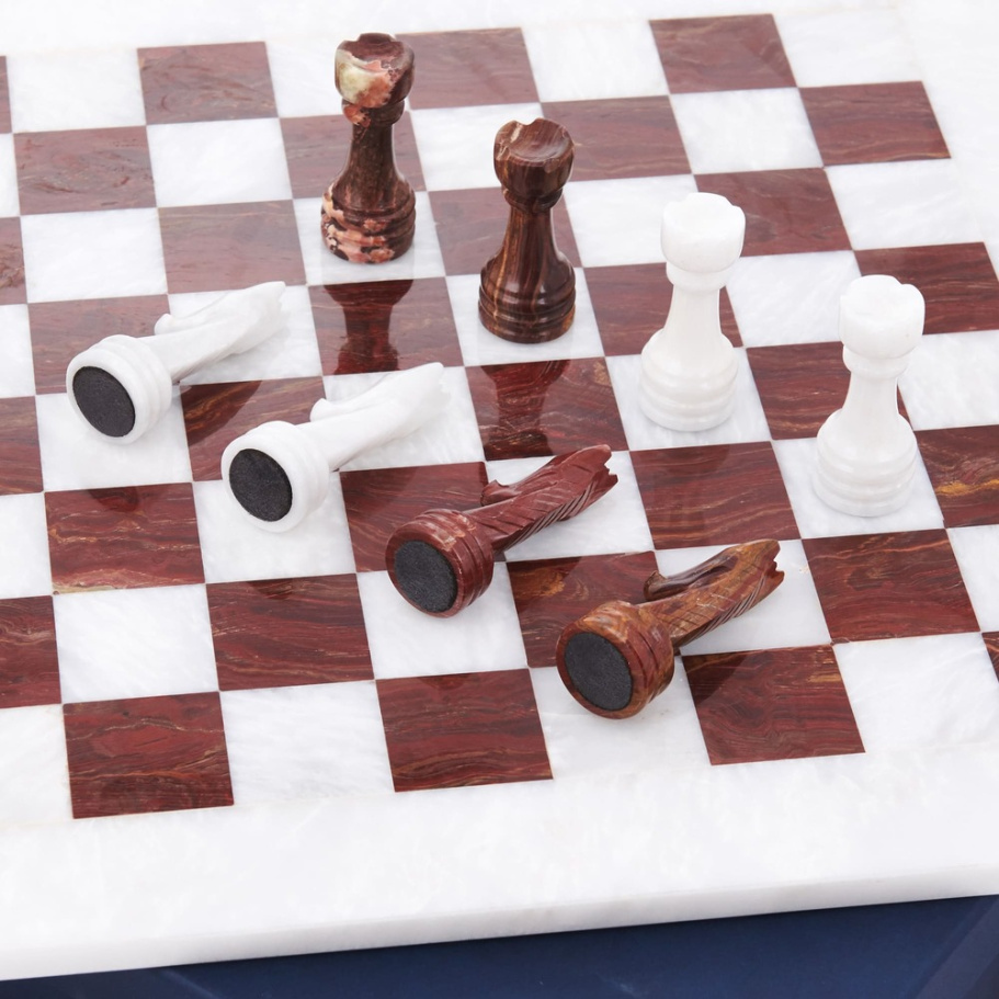 Шахматы из камня "Артер Карфаген" мрамор и яшма 40 купить в Москве