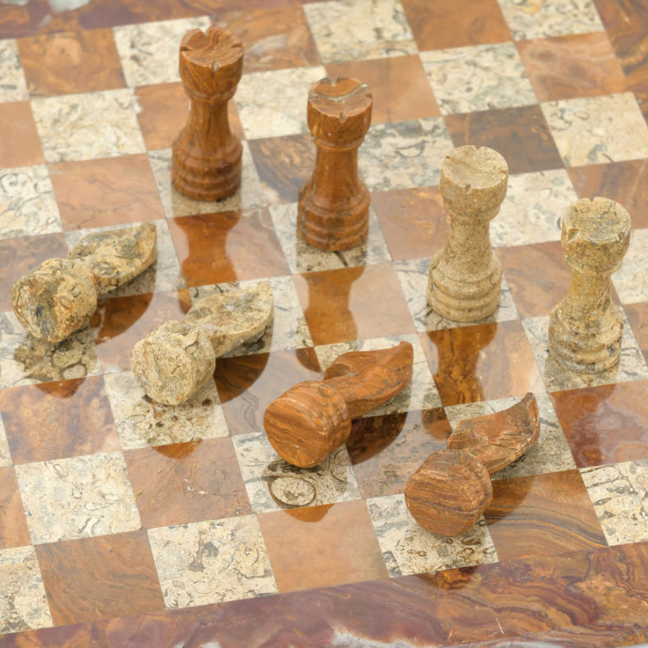 Шахматы из камня "Этрурия" яшма и ракушечник 30 купить в Москве
