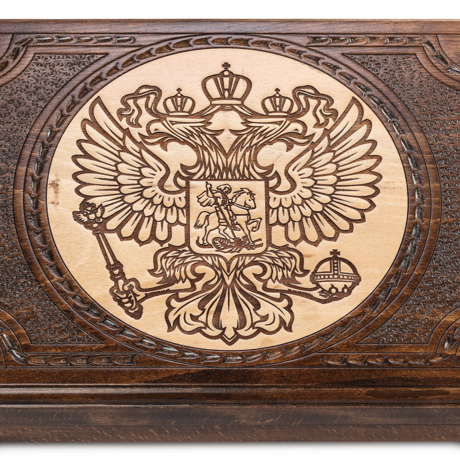 Нарды резные Рэкто "Герб России" средние 50, Harutyunyan купить в Москве