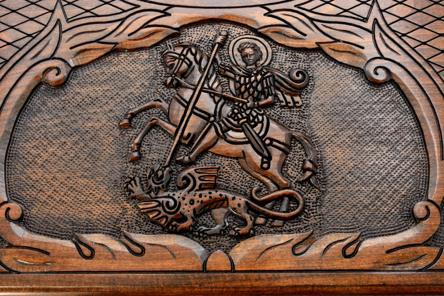 Нарды резные "Георгий Победоносец "  большие 60, Harutyunyan купить в Москве