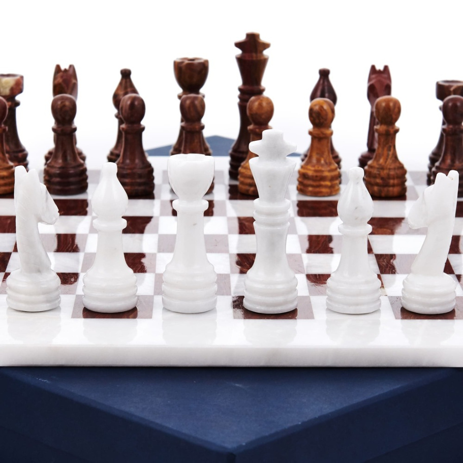 Шахматы из камня "Артер Карфаген" мрамор и яшма 40 купить в Москве