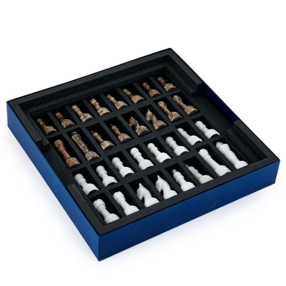 Шахматы из камня "Артер Карфаген" серый мрамор 40 купить в Москве