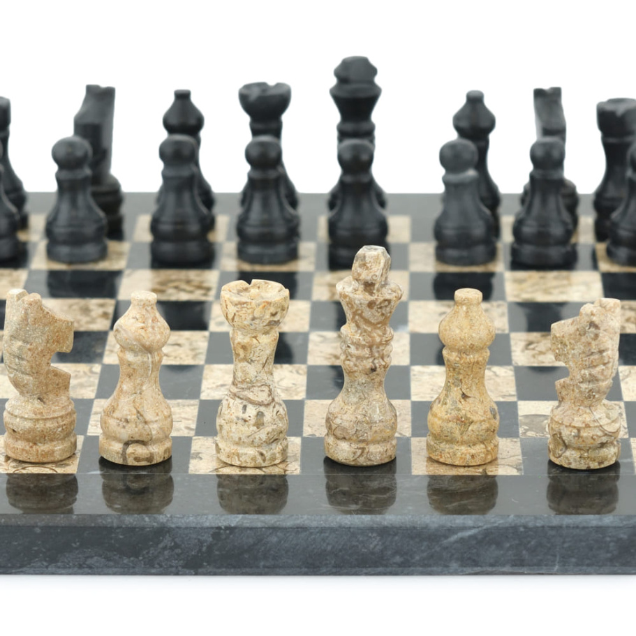 Шахматы из камня "Илион" мрамор и ракушечник 25 купить в Москве