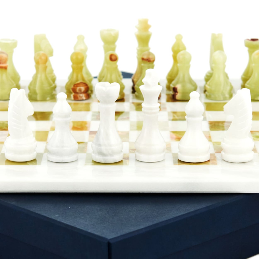 Шахматы каменные "Карфаген" мрамор и оникс 40 купить в Москве