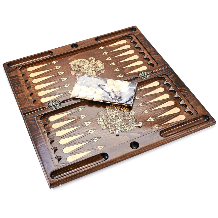 Нарды резные Рэкто "Герб России"  большие 60, Harutyunyan купить в Москве