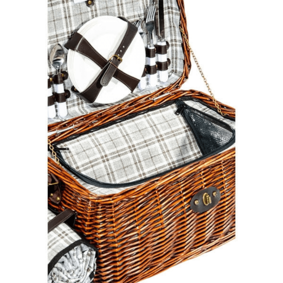 Корзина для пикника Рассвет (на 4 персоны) с пледом купить в Москве