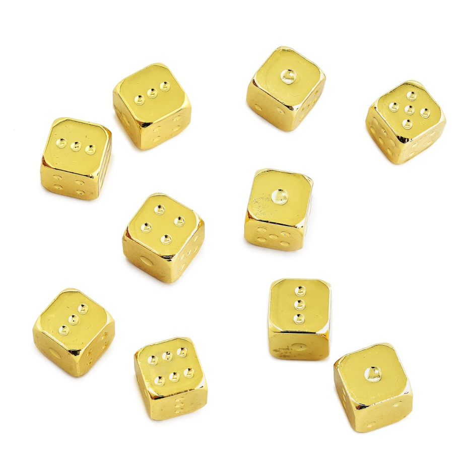 Кости игральные "Премиум" металл, золотой, 12 мм (2 шт.) купить в Москве Кости игральные "Премиум" металл, золотой, 12 мм (2 шт.) купить в Москве