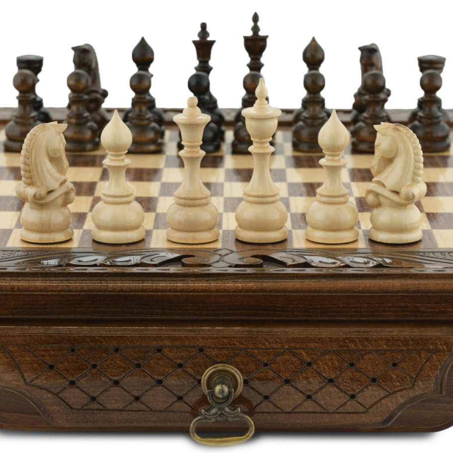 Шахматы резные в ларце с ящиками "Simba" 40, Harutyunyan купить в Москве