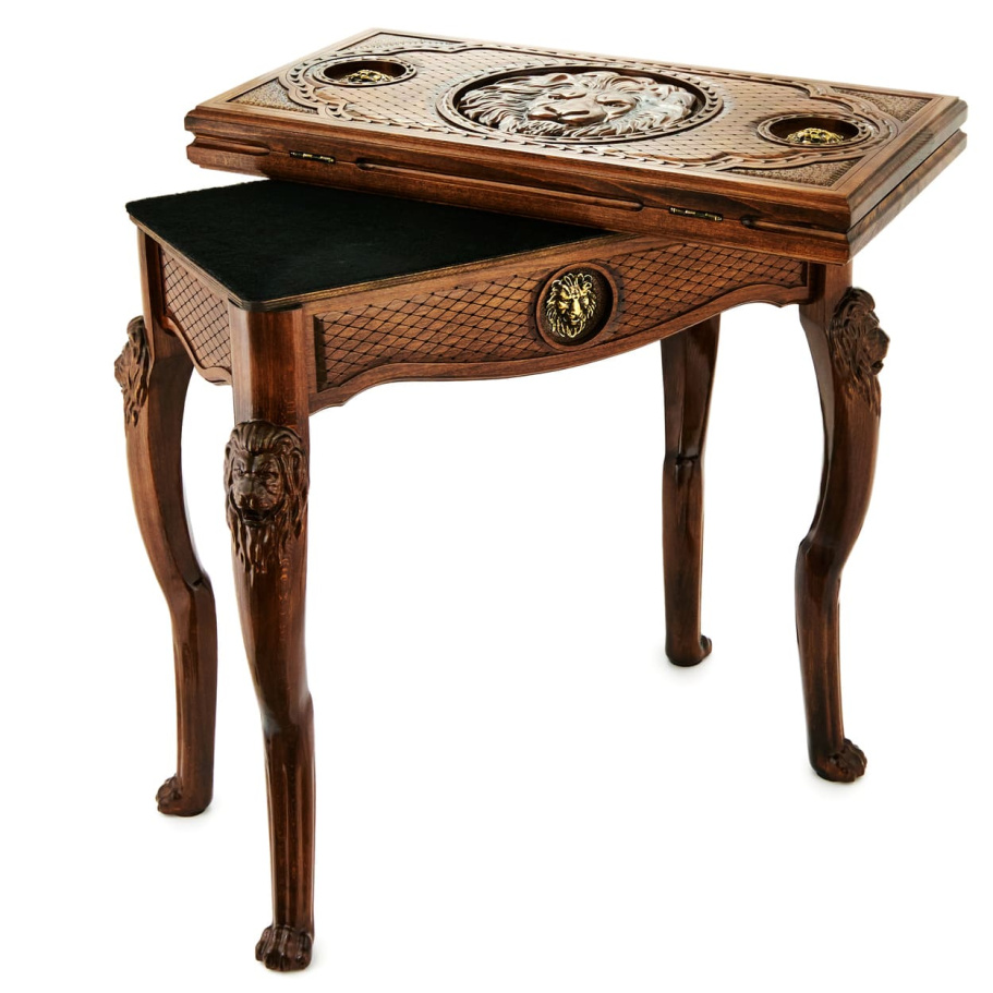 Стол ломберный Шахматы резные "Львиное царство" 60 купить в Москве