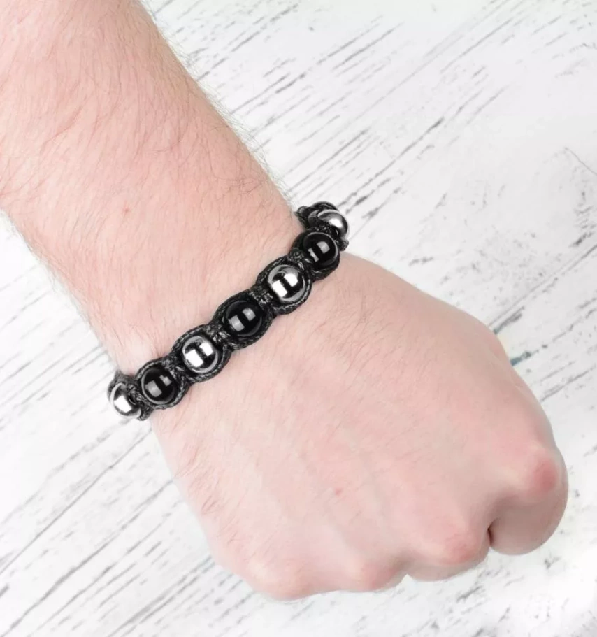 Браслет Лемер плетенный, камень агат и гематит, 1 * 18 см купить в Москвы