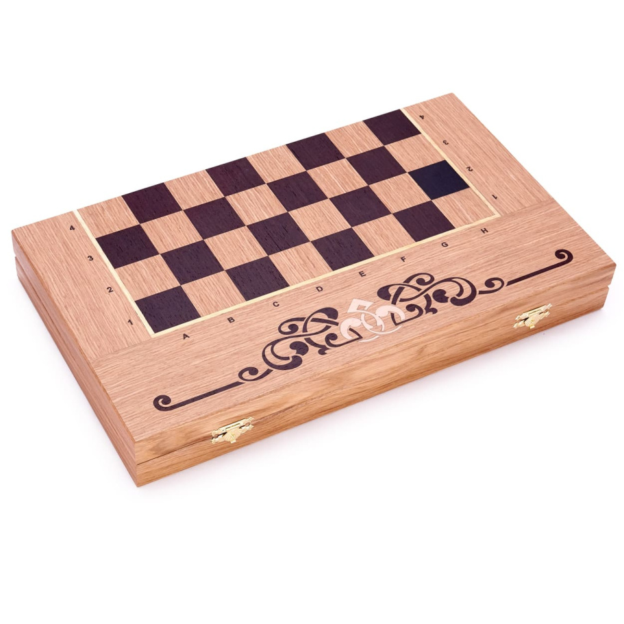 Шахматы + нарды резные "Венеция" дуб купить в Москве