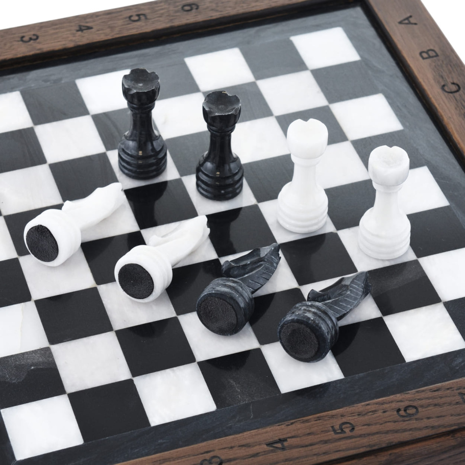 Шахматы из камня "Эпос" мрамор 30 купить в Москве