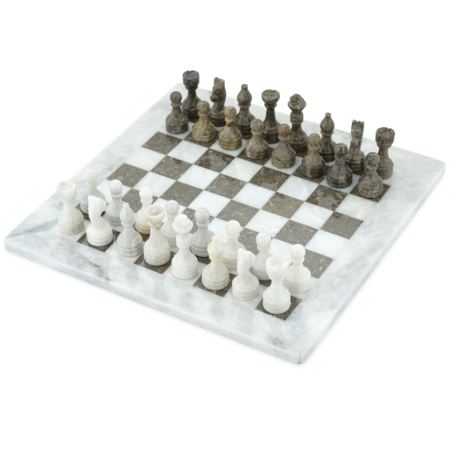 Шахматы из камня "Финикия" серый мрамор 30