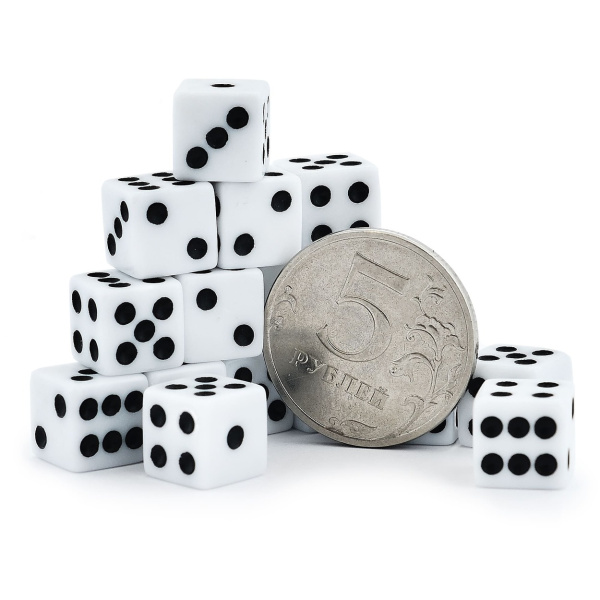 Кости игральные "Классика" пластик, белые, 10 мм (2 шт.) купить в Москве