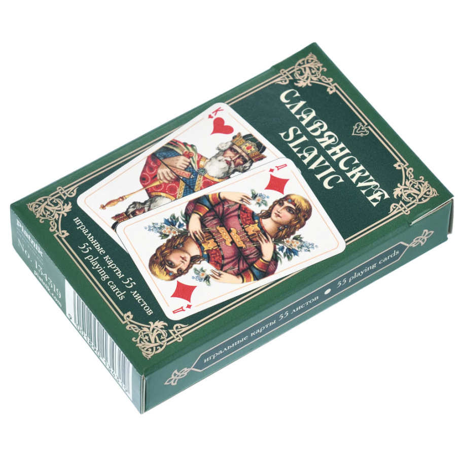 Карты игральные "Славянские" зеленая рубашка, 55 карт Карты игральные "Славянские" зеленая рубашка, 55 карт