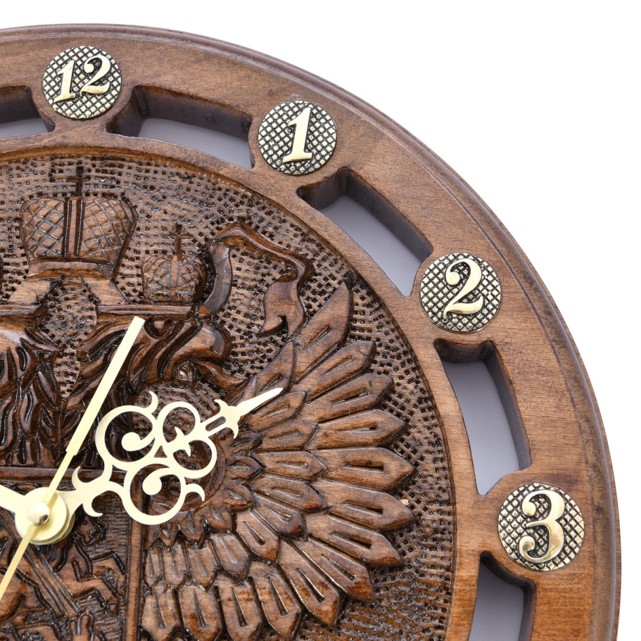 Часы настенные резные "Герб России" 30 купить в Москве