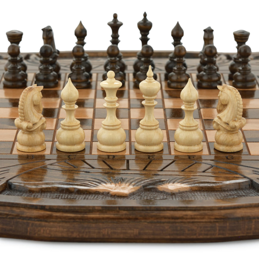 Шахматы + нарды резные "Вольные Горы" 50, Harutyunyan купить в Москве